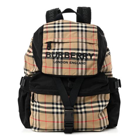 burberry wilfin backpack|BURBERRY Nylon Logo Print Wilfin Backpack Archive Beige .